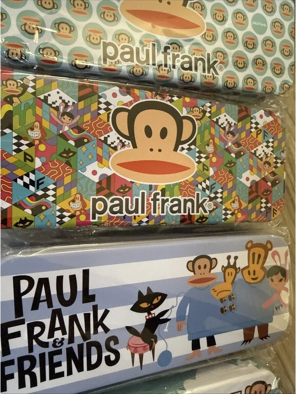Paul Frank Julius Large Pencil Case Monkey Pattern Tin Case Lot Of 5